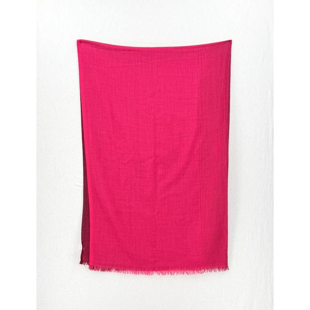 LULULEMON Warrior Scarf Women One Size Pink Ombre Wool Fringe Trim Wrap Oversize